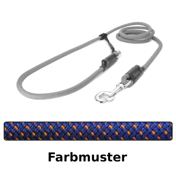 Preview: EASYLONG Hundeleine - L - 2,5m - blau mit orangen Punkten